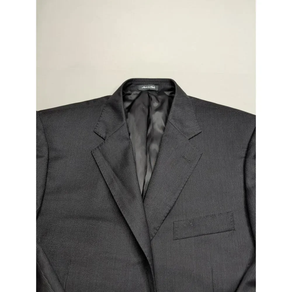 Carlo Palazzi 2 Pc. Suit Men's 46L Navy Pinstripe 2 Button Super 100s Wool Italy